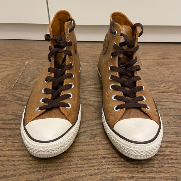 Converse Chuck Taylor Hi Top Sneakers - Brown Leather - Unisex - EUC - Picture 2 of 9